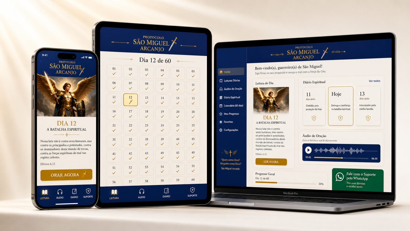 Aplicativo Protocolo São Miguel Arcanjo disponível em celular, tablet e notebook